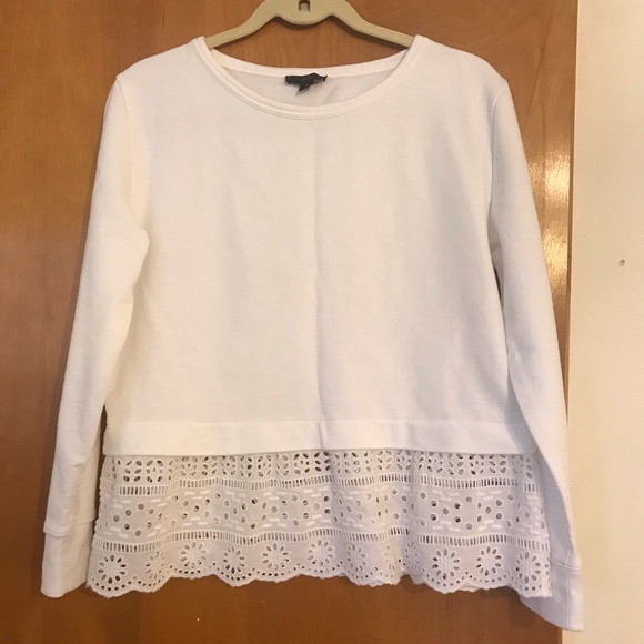 J. Crew Sweaters - J Crew White Sweater with lace bottom